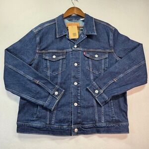 Levi's Mens Standard Fit Trucker Jacket L Dark Wash Stretch Denim 72334-2761 NWT